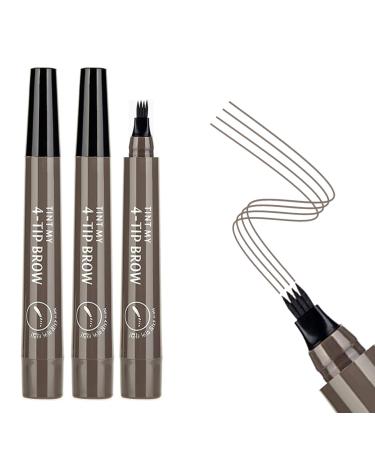 3PCS Gray Brown Eyebrow Pen - Waterproof Microblading Eyebrow Pen,Long Lasting,Easily Create Natural Eyebrow Makeup 3 Count (Pack of 1) Gray Brown
