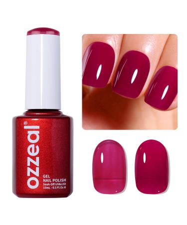 Jelly Gel Nail Polish Rose Red Jelly Nail Polish Gel Translucent Sheer Spring Summer Nail Gel Polish Soak off UV LED Light for Nail Art Manicure 0.5 Fl Oz Rose Red Jelly Gel