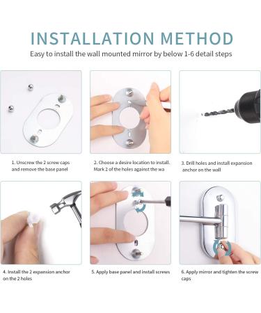 Alvorog Rechargeable Wall Mounted Lighted Makeup Mirror - 8 Inch Double Sided Vanity Mirror with 3 Color Lights, 1X/5X Magnification, Intelligent Shutdown, Dimming, 360 Rotation - Bathroom Mirror - Buy Online on GoSupps.com