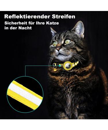 Shop Mouyou Airtag Cat Neck Band - Soft Nylon Reflective Collar with Bell | Adjustable 22-34cm - Ensure Safe Tracking for Your Cat - Buy Online on GoSupps.com