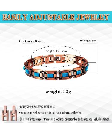 Yinox Magnetic Therapy Arthritis Copper Bracelet for Women - Pain Relief & Fashion with Turkish Turquoise (3500 Gauss) - Buy Online on GoSupps.com