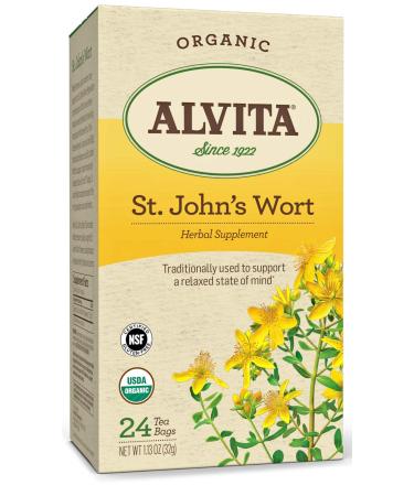 Alvita Organic St. Johns Wort Herbal Tea - Made with Premium Quality Organic St. Johns Wort Flowers, And Unique Earthy Flavor and Aroma, 24 Tea Bags