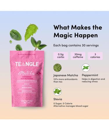 Teangle Signature Peppermint Matcha Powder Ceremonial Grade Matcha Green Tea Organic Shade Grown Leaves Single Bag (30g) Graded for Texture and Taste Perfect for Matcha Lattes - Buy Online on GoSupps.com