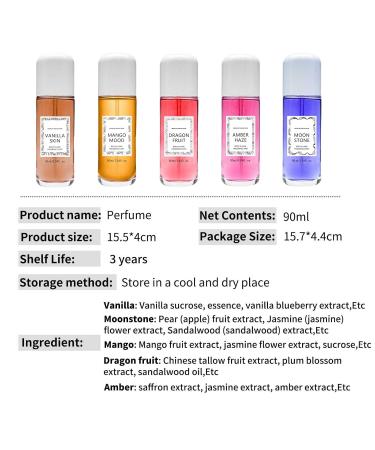 Vanilla Perfume Spray Long Lasting Vanilla Skin Mist Multi-Use Body & Hair Fragrance Mist 90Ml/ 3Oz Travel Size for Women & Girls Vanilla Moonstone Mango Dragon fruit Amber (AMBER HAZE) - Buy Online on GoSupps.com