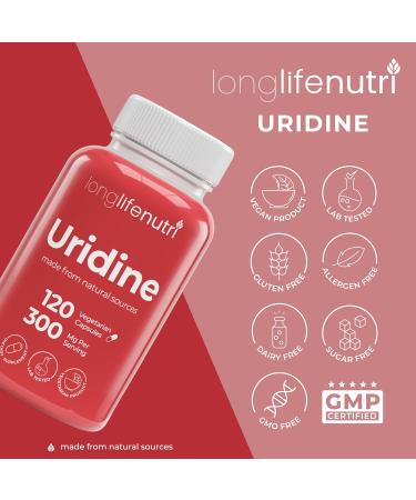 Uridine Monophosphate 300mg - Choline Enhancer for Memory & Brain Function - 120 Capsules - Made In USA - Buy Online on GoSupps.com