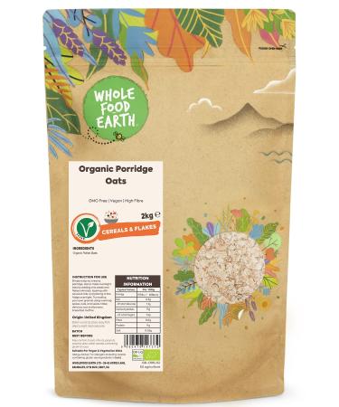 Wholefood Earth Organic Porridge Oats 2 kg | GMO Free | Vegan | High Fibre | Certified Organic 2.00 kg (Pack of 1) - Buy Online on GoSupps.com