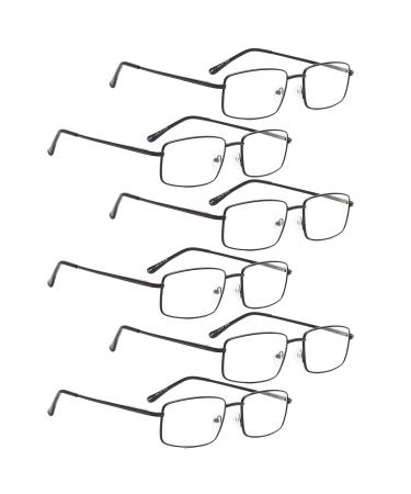 READING GLASSES 3 pack Metal Readers for Men 6 Black 2.0 x