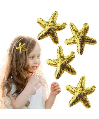 Star Hairclip Star Hairpins Starfish Sequin Hair Accessories for Girls Women Party Gift Seaside Pool Party (Gold)