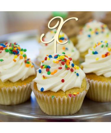 Initial X Cupcake Toppers Single Letter Monogram Name Flower Wreath Romance For Wedding Bridal Shower Party Decorations Reusable Custom Any Initial Birthday Gifts 6PCS Style-14 - Buy Online on GoSupps.com