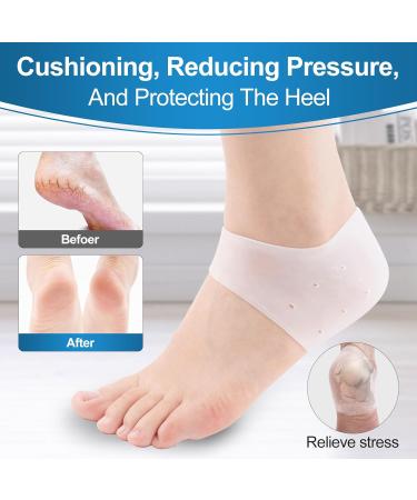 Silicone Heel Covers for Plantar Fasciitis & Cracked Heels - Comfortable Heel Pads for Men & Women (1 Pair Blue & 1 Pair White - Buy Online on GoSupps.com