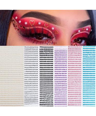 Pearl Makeup Self-Adhesive Rhinestones for Eye, Face & Nail Art - 6 Sheets of Black, White, Pink & Purple Gems - Temporary Tattoos, Eyeshadow Jewelry Stickers for Women & Girls - Buy Online on GoSupps.com