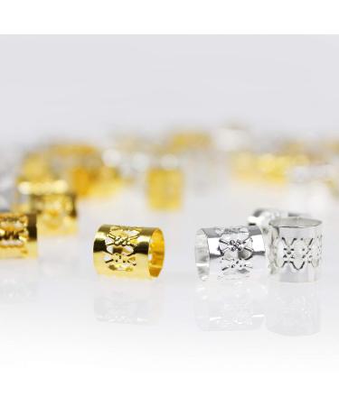 Ryalan 105 Pieces Hair Jewelry Rings: Aluminum Dreadlocks beads, Metal Cuffs in Gold and Silver - Hair Decorations Clips Set (105 Pcs) - Buy Online on GoSupps.com