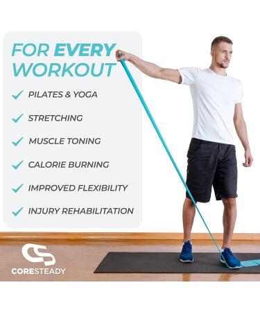 Coresteady Resistance Band for Men & Women - Turquoise 1.3 Metre Exercise Band for Strength & Flexibility - Fitness, Pilates, Physio & Yoga Guide Included - Buy Online on GoSupps.com