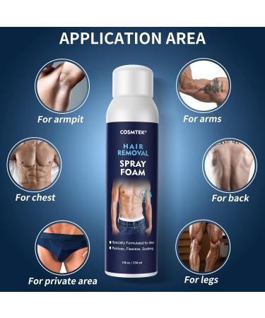 Effective Hair Removal Spray Foam for Men | No Irritation Cream for Underarms Chest Back & Legs | Safe for All Skin Types - Buy Online on GoSupps.com