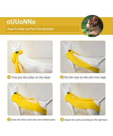 Ouuonno Cat Wound Surgery Recovery Suit | Abdominal Wounds & Skin Diseases | E-Collar Alternative for Cats & Dogs | Yellow Small - Buy Online on GoSupps.com