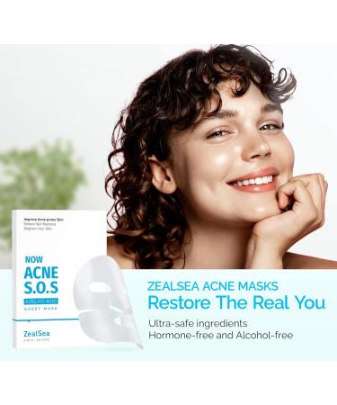 ZealSea Anti-Acne Face Sheet Mask 5 Pack - Sensitive Skin Care for Soothing, Cleansing, and Moisturizing - Brightening & Firming Beauty Mask for All Skin Types - 0.98 Fl Oz (Pack of 5) - Buy Online on GoSupps.com