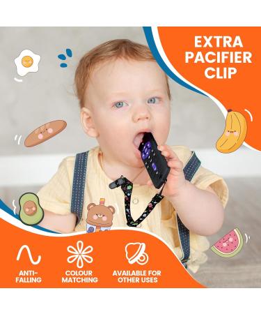 Orzbow 2-Pack Silicone Bite Ring for Babies - BPA-Free Dental Aid & Pressable Buttons - Biting Toys with Pacifier Chain for 0-12+ Months - Black/Dark Gray - Buy Online on GoSupps.com