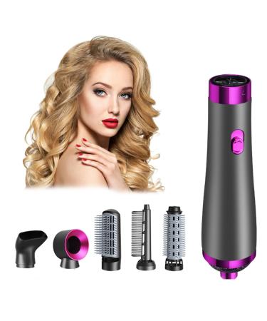 5 in 1 Hair Blower Brush Hairdryer-Detachable and Interchangeable Hot Tools Blow Dryer Brush Negative Ion Technology Heated Curling Brush for Straightening Curling Dry Combing (Star Gray)