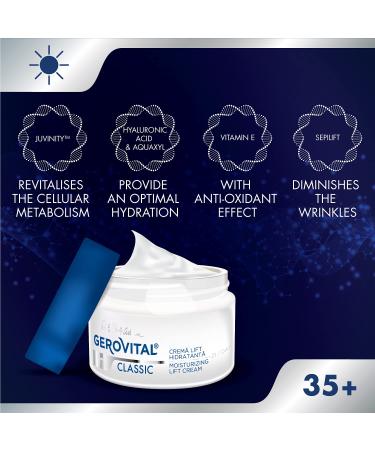 GEROVITAL CLASSIC Moisturizing Lifting Cream - Hyaluronic Acid & Vitamin E for Deep Hydration Wrinkle Reduction & Anti-Aging - 50 ml - Buy Online on GoSupps.com
