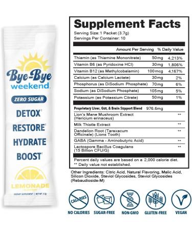 Recovery & Hydration Drink Mix - Electrolytes Probiotics Vitamins for Liver & Gut - Sugar-Free Lemonade Powder - 10 Pack - Buy Online on GoSupps.com