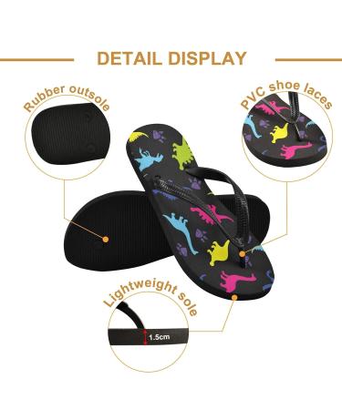 Mnsruu Animal Paw Print Flip Flops - Black | XL Comfort for Home Hotel Spa & Travel - Unisex Footwear - Buy Online on GoSupps.com
