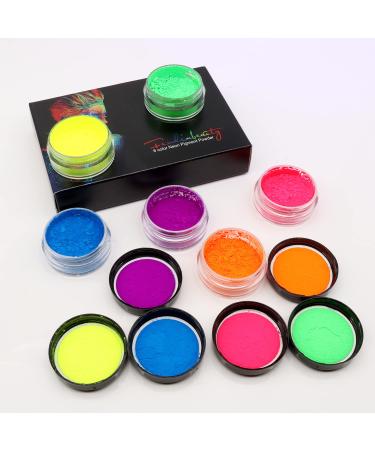FindinBeauty Neon Pigment Eyeshadow Powder UV Glow Blacklight 6 Mixed Bright Colors - Fluorescent Matte Eye Shadow Set - Buy Online on GoSupps.com