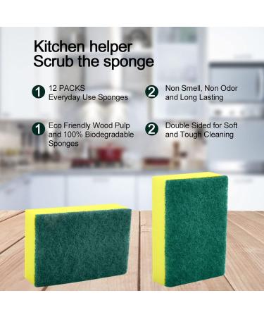 Heavy Duty Scrub Sponge 12pcs Kitchen Scrubbing Sponges 3.9 2.8 1.2inch Cellulose Sponge Cleaning Sponge Scourers Multi-Use for Kitchen Bathroom Furniture Dishes Car - Buy Online on GoSupps.com