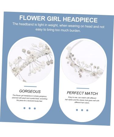 PLAFOPE Flower Girl Wedding Headband Flower Girl Headpieces for Wedding Headband Hair Ties Bride Tiara Hair Ties with Bows Hair Jewelry Hair Accessories Crystal Beads White - Buy Online on GoSupps.com