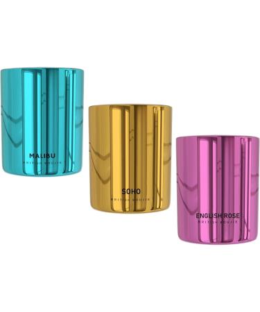 Soho Malibu English Rose Luxury Candle Gift Set - 3 x 80gm Natural Wax Candles - Long Burn Time - Luxurious Fragrance - Gifts for Women & Men - Buy Online on GoSupps.com
