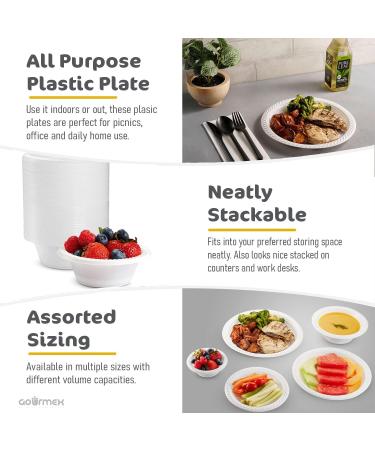 GOURMEX 5oz Plastic Plates Disposable | Clear Party Plates Bulk Disposable Plates | Microwaveable Food Safe BPA Free Disposable Plates (5oz) - Buy Online on GoSupps.com