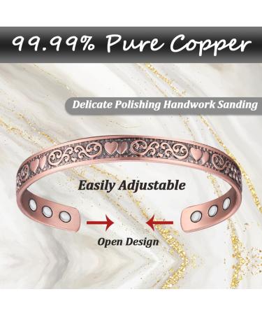 Vicmag Copper Magnetic Bracelet for Women - 99.99% Pure Copper - 6X Ultra Strength Magnets - Adjustable Size - Gift Box Included - Buy Online on GoSupps.com