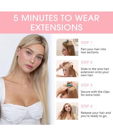 Silk-Co 40cm Hair Extensions - Smooth Synthetic Wire & Clip-In with Rubber Band | Adjustable Blonde & Dark Blonde Options - Buy Online on GoSupps.com