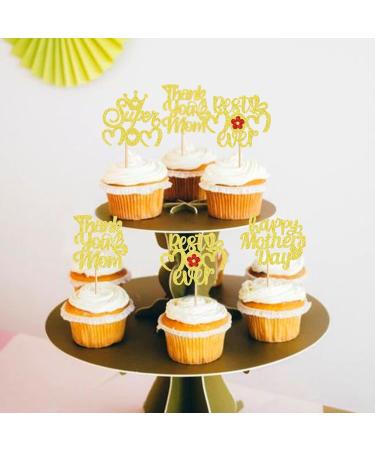 Keaziu 24 Pack Happy Mothers Day Cupcake Toppers Butterfly Best Mom Cupcake Picks Mom's Theme Happy Mother's Day Women Birthday Party Cake Decorations Supplies flower - Buy Online on GoSupps.com