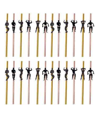 Adjustable Cartoon Pattern Straws Naughty Eco-friendly Bachelorette Party Decorative Patterns for Crazy Cocktails Mix Color