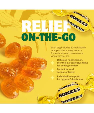 Honees Cough Drops Honey Lemon 20 Drops - Buy Online on GoSupps.com