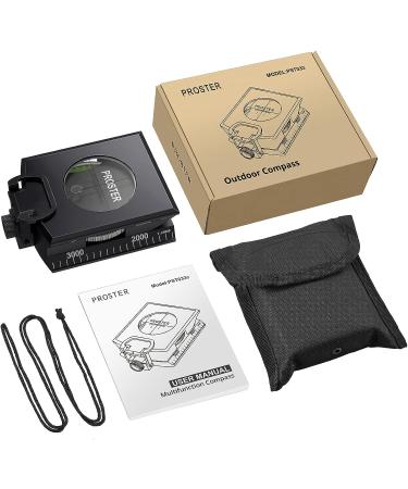 Proster IP65 Hiking Compass with Sighting Clinometer Professional Military Compass Metal Camping Compass Waterproof with Carry Bag for Camping Hunting Hiking Geology Activities Black Compass - Buy Online on GoSupps.com
