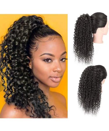 ColorfulPanda Afro Kinky Curly Ponytail - 16 Inches Black | Synthetic Hair Extension for Black Women with Clip-in Hairpiece - Buy Online on GoSupps.com