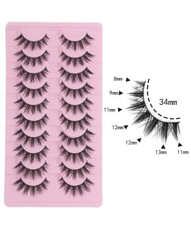 Shop AUGENL 10 Pairs Cute Japanese Style False Eyelashes - Thick Eye Lash Extensions for Cosplay & Anime Makeup - Reusable Manga Eye Makeup Tools (H03 - Buy Online on GoSupps.com