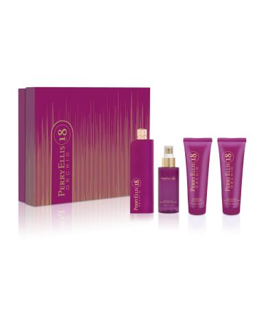 Perry Ellis Fragrances Perry ellis 18 orchid for women - 4-piece gift set 3.4 Fl Ounce 13.4 Fl Oz (Pack of 1)