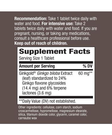 Nature's Way Ginkgold 60mg - 50 Tablets - Boost Memory & Cognitive Function - Buy Online on GoSupps.com