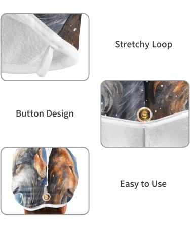 Grey Brown Wolf Hair Towel 2 Pack | Super Absorbent Quick Dry Hair Turbans for Women & Girls - Perfect Hair Drying Solution - Buy Online on GoSupps.com