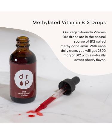 Vitamin B12 2500 mcg 2 oz Liquid Drops for Energy Production, Nervous System Health - No Artificial Preservatives, Non-GMO, Gluten Free, Vegan-Friendly - Buy Online on GoSupps.com