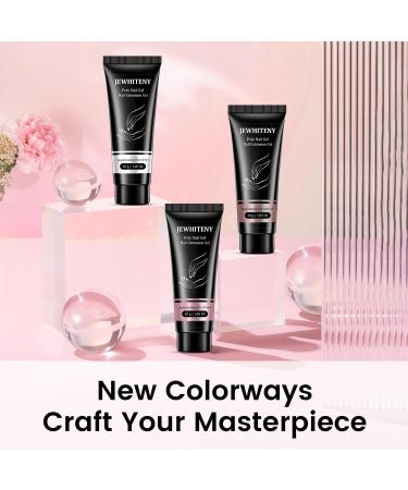JEWHITENY 3 Colors Poly Nail Extension Gel Set - 30ml Pink White & Brown for French Manicure | DIY Nail Art & Home Salon Beauty Gift - Buy Online on GoSupps.com