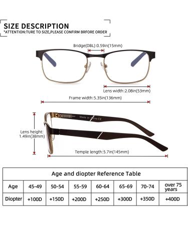 Blue Light Reading Glasses for Men Women - Lightweight Metal Rectangle Full Frame Readers - Anti Eyestrain, Computer Glare, UV Protection - Spring Hinge Eyeglasses +0.75 - 3 Pack Mix 0.75 x - Buy Online on GoSupps.com