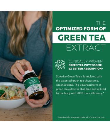 SoActive Green Tea Extract - Clinically Proven Green Tea Phytosome - 200% Better Absorption & Effectiveness - Clinically Validated Dose - Supports Metabolism & Weight Management - 60 Capsules - Buy Online on GoSupps.com