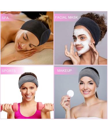 Melliex 4-Piece Adjustable Spa Headbands - Terry Hair Bands for Makeup Yoga & Sports (Black & Gray) - Ultimate Hair Protection with Velcro Fastener - Buy Online on GoSupps.com