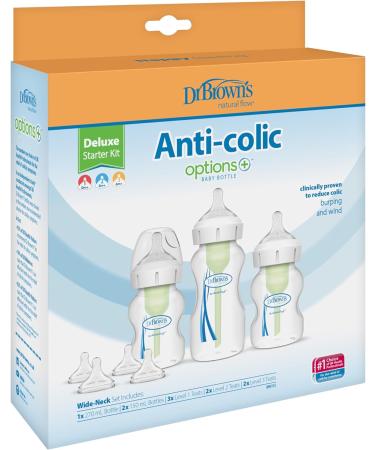 Dr. Brown's Options+ Anti Colic Baby Bottle Wide Neck Starter kit multi-color Single - Buy Online on GoSupps.com
