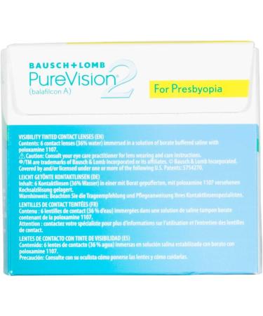 Bausch + Lomb PUREVISION 2 Monthly Lenses for Presbyopia - Thin Varifocal Soft Contact Lenses 6 Pieces BC 8.6 mm Dia 14 -6 Diopter Low Add - Buy Online on GoSupps.com