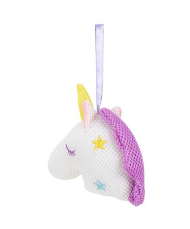 Frcolor cute unicorn bad mesh shower ball cotton soft cartoon animal luffa sponge peeling bathroom sponge body cleaner for children girls white