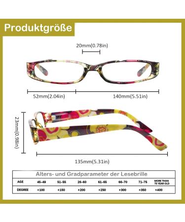 Cojwis 4 Pack Women's Reading Glasses - Stylish Patterns Spring Hinges 2.00x Magnification 4 Colors - Buy Online on GoSupps.com